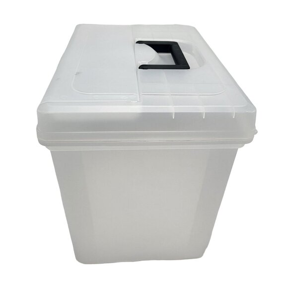 Portable Travel File Holder Box Letter Size W Storage & Top Handle Clear Black - Picture 5 of 11
